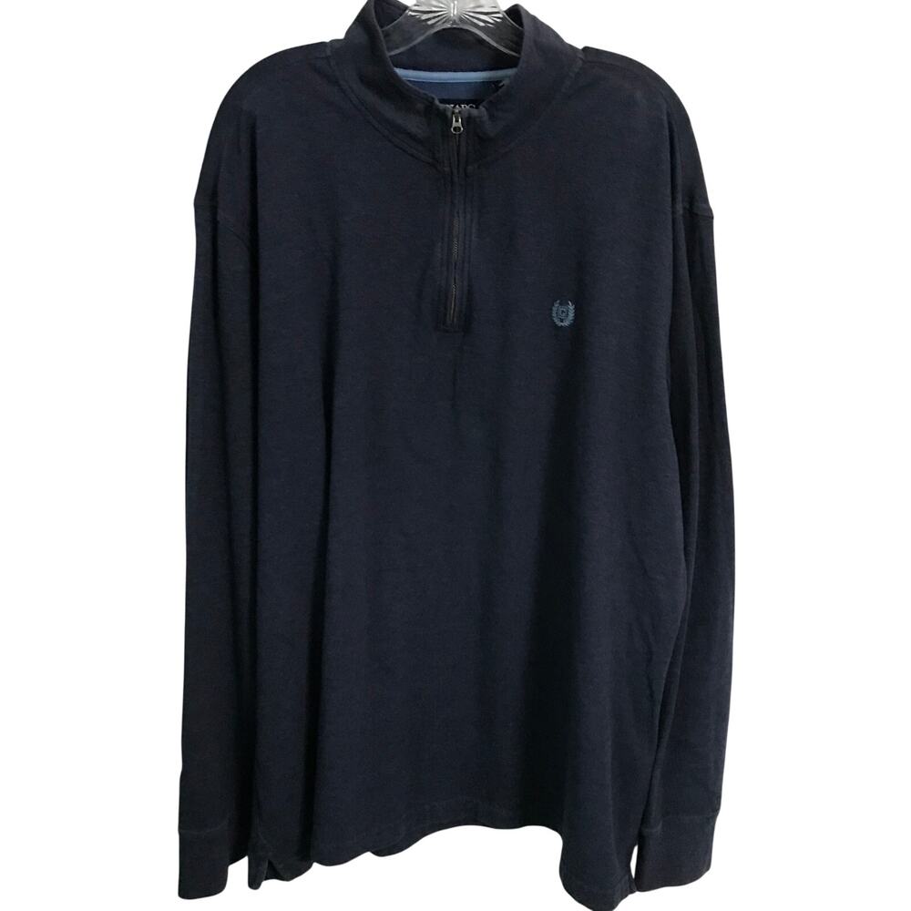 Chaps Shirt 2 XL Mens Quarter Zip Long Sleeve Blue Pull Over Top Shirt 2 Extra L